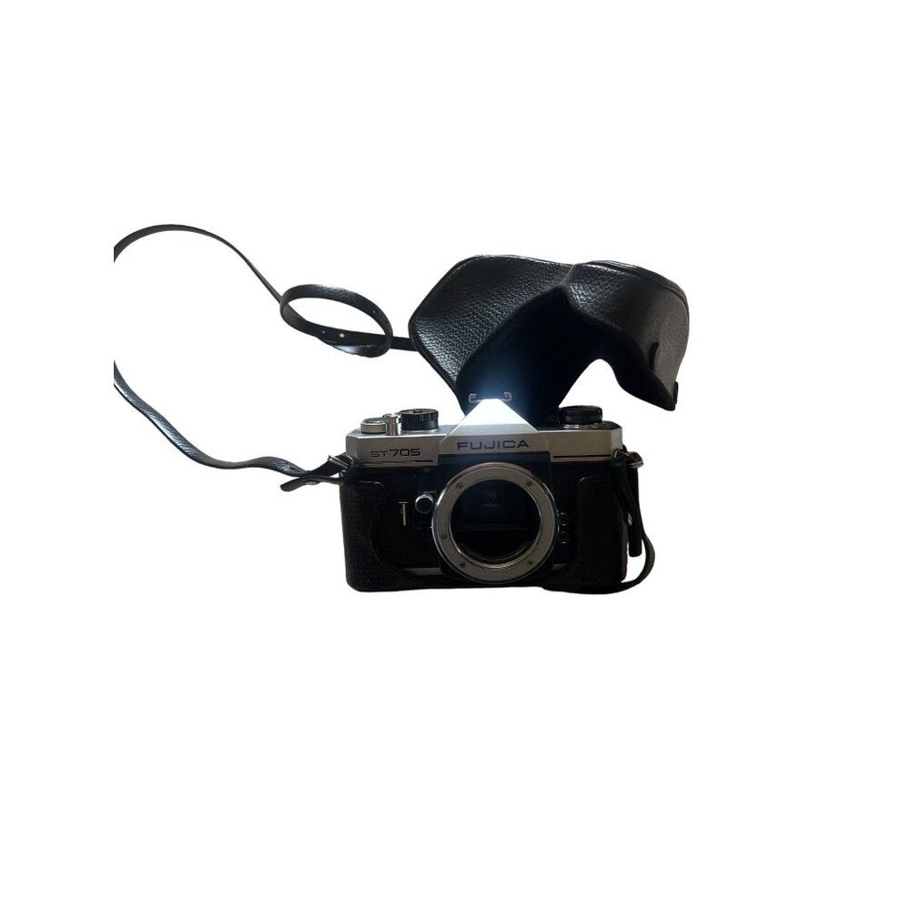 Vintage Fujica ST705 Camera with Leather Camera Case *For Parts or Reparing* Unt